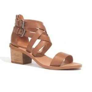 Madewell Lora Strappy Block Heel Sandals Tan Leather Size 7